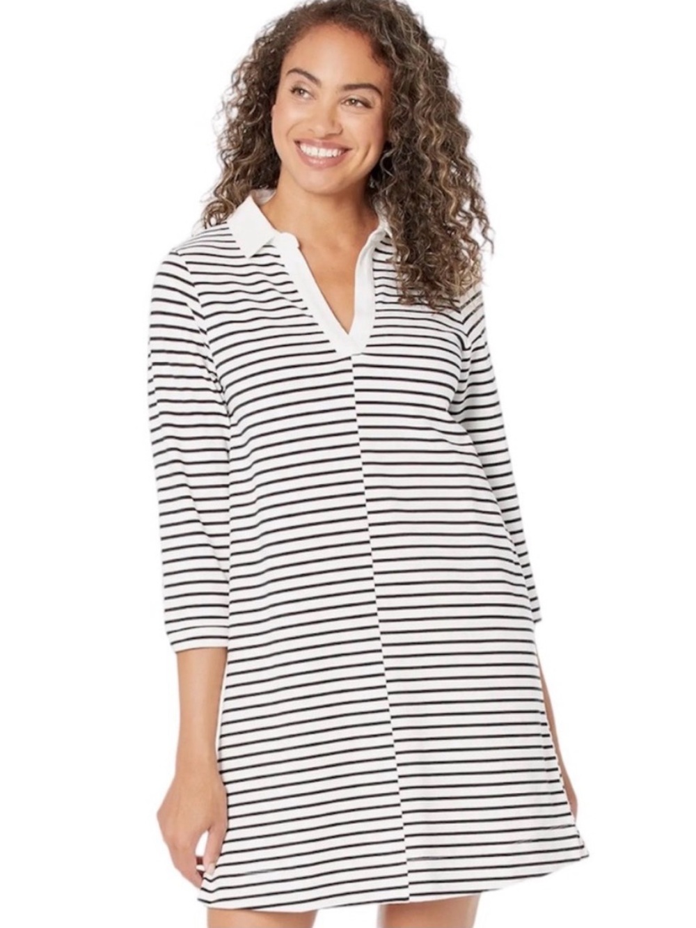Vineyard Vines Black and White Striped Polo Mini Dress XL